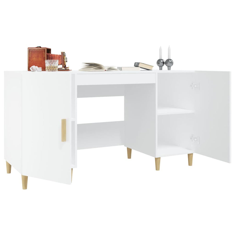 Bureau 140X50X75 Cm Bewerkt Hout Wit