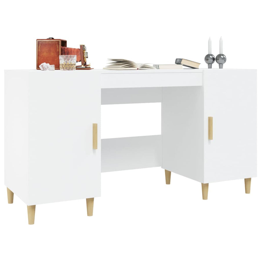 Bureau 140X50X75 Cm Bewerkt Hout Wit