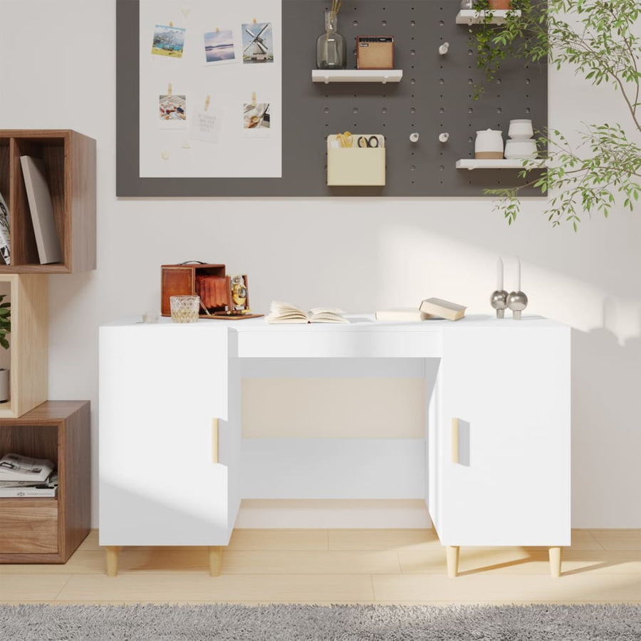 Bureau 140X50X75 Cm Bewerkt Hout Wit
