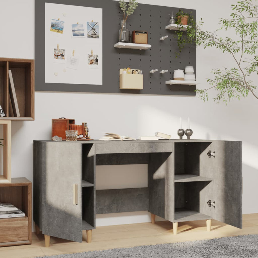 Bureau 140X50X75 Cm Bewerkt Hout Betongrijs