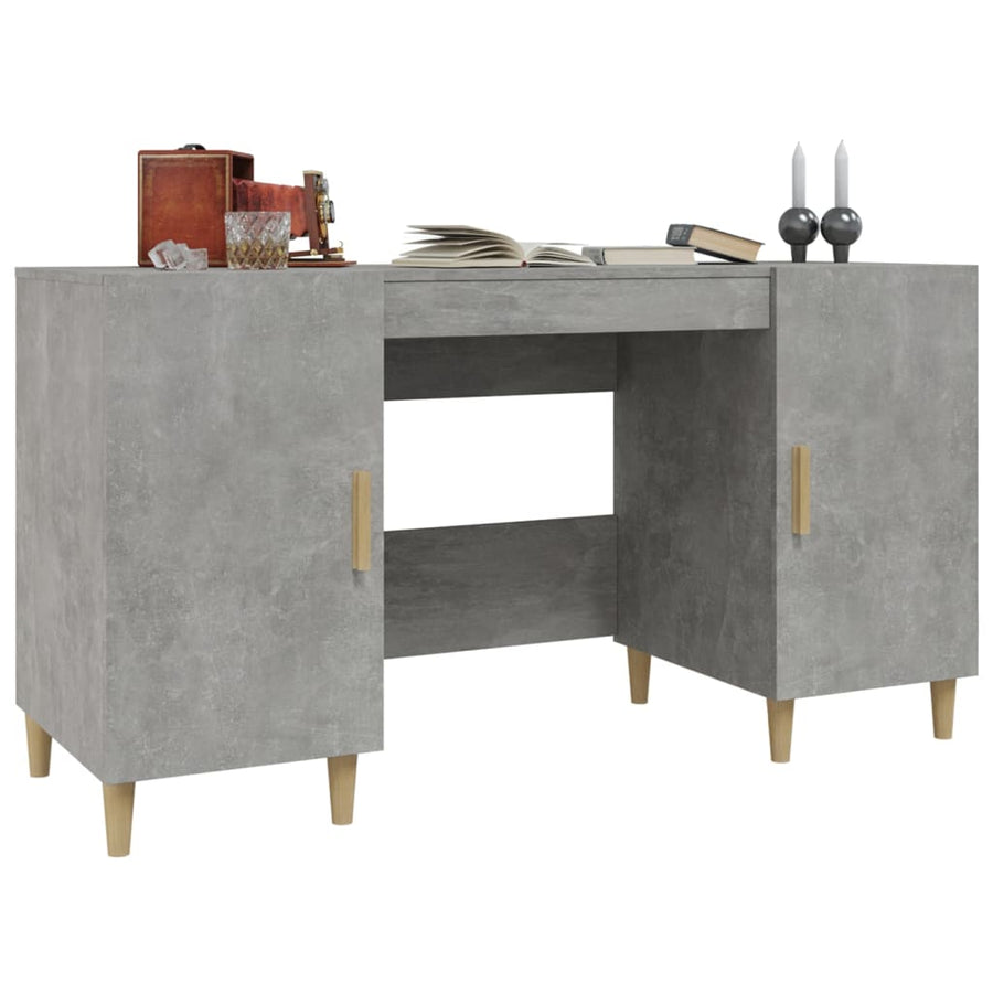 Bureau 140X50X75 Cm Bewerkt Hout Betongrijs