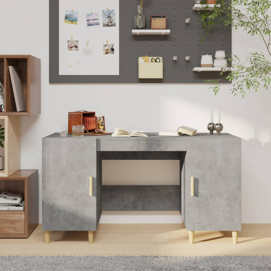 Bureau 140X50X75 Cm Bewerkt Hout Betongrijs