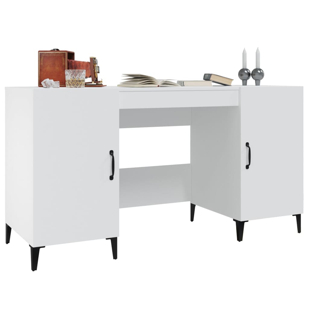Bureau 140x50x75 cm bewerkt hout wit