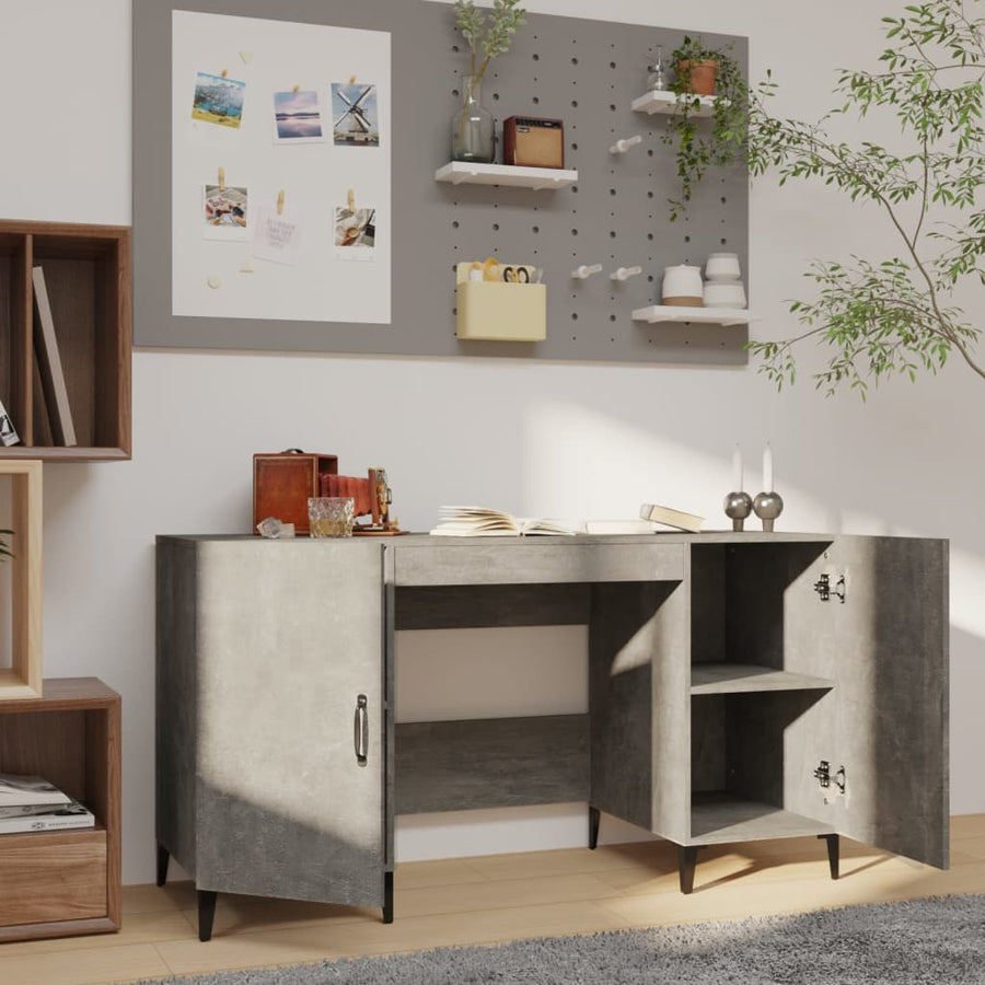 Bureau 140X50X75 Cm Bewerkt Hout Betongrijs