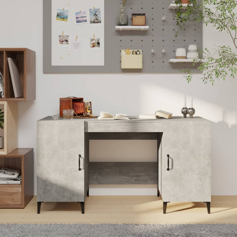 Bureau 140X50X75 Cm Bewerkt Hout Betongrijs