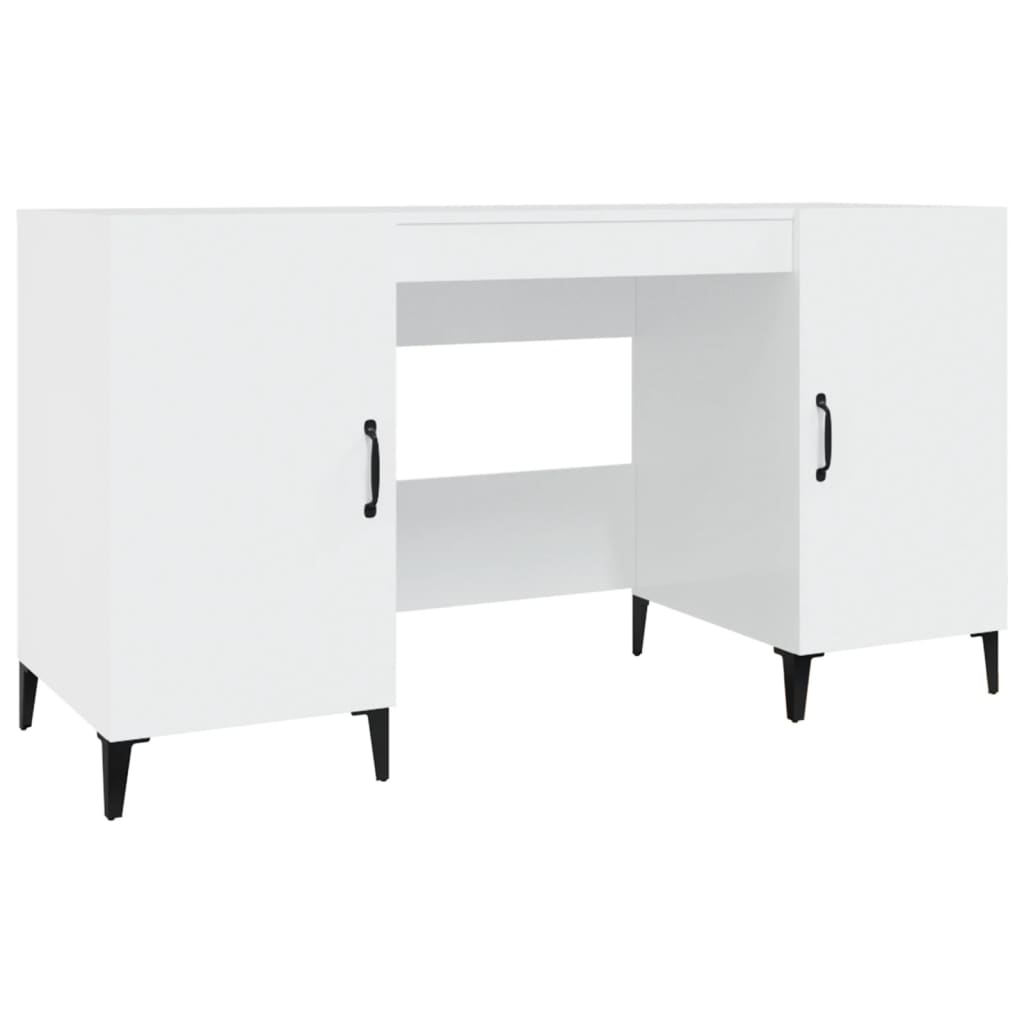 Bureau 140X50X75 Cm Bewerkt Hout Hoogglans Wit