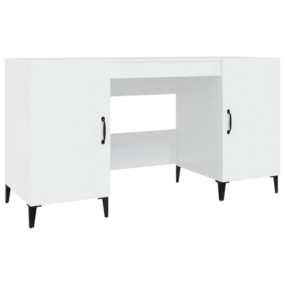 Bureau 140X50X75 Cm Bewerkt Hout Hoogglans Wit