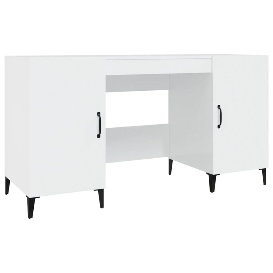 Bureau 140X50X75 Cm Bewerkt Hout Hoogglans Wit