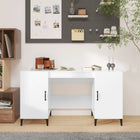 Desk 140x50x75 cm engineered wood high gloss white