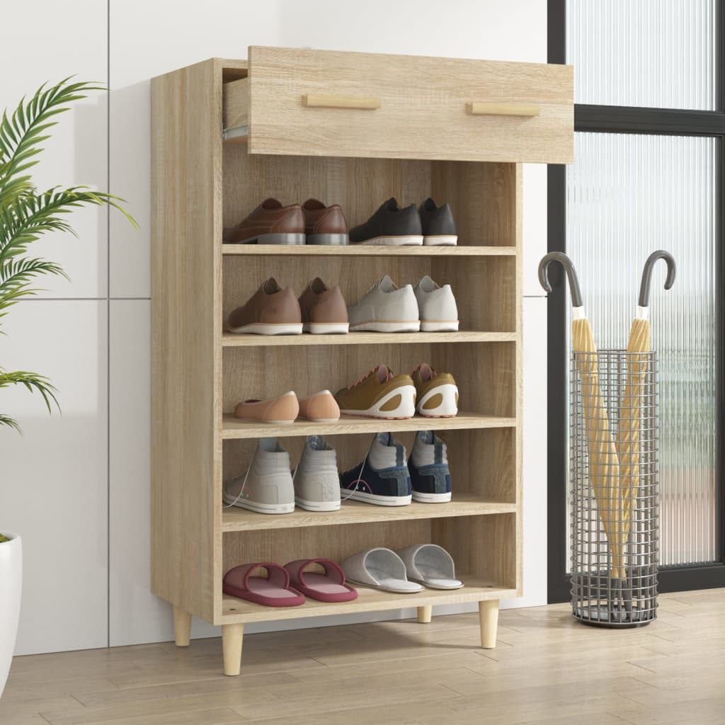 Schoenenkast 60x35x105 cm bewerkt hout sonoma eikenkleurig