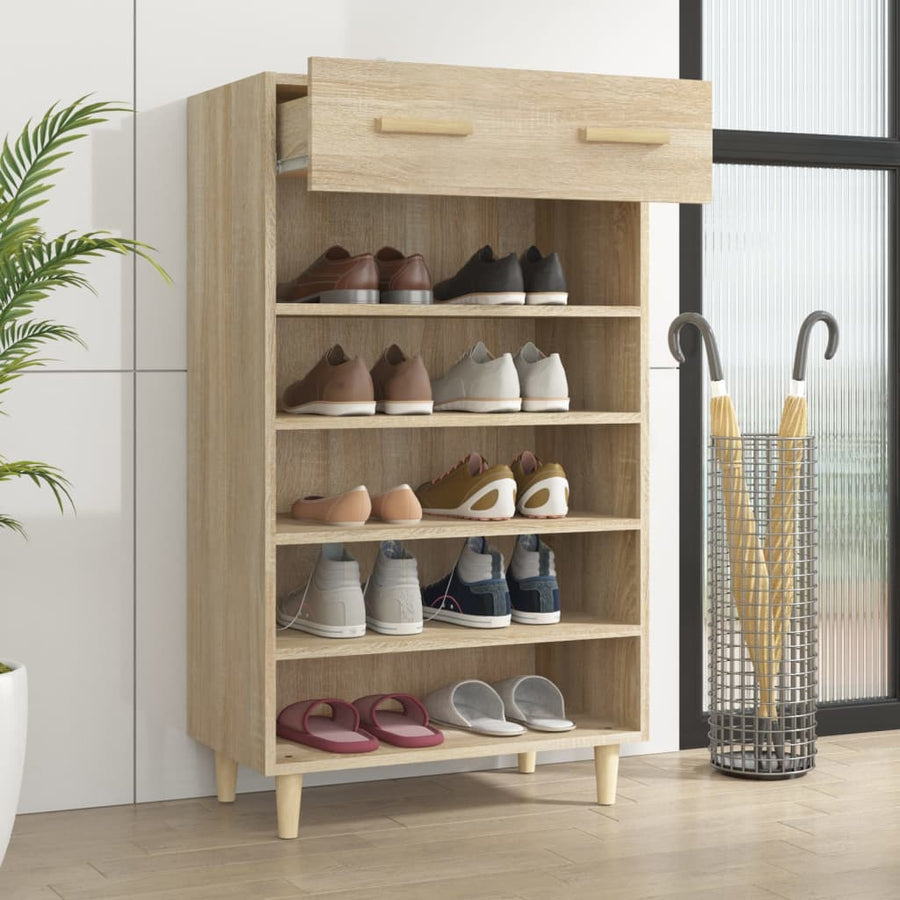 Schoenenkast 60x35x105 cm bewerkt hout sonoma eikenkleurig
