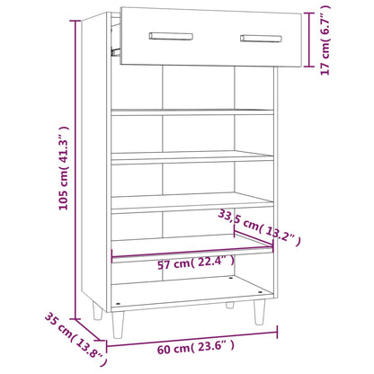 Schoenenkast 60x35x105 cm bewerkt hout sonoma eikenkleurig