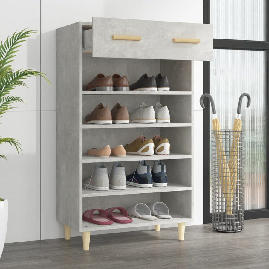 Schoenenkast 60X35X05 Cm Bewerkt Hout Betongrijs