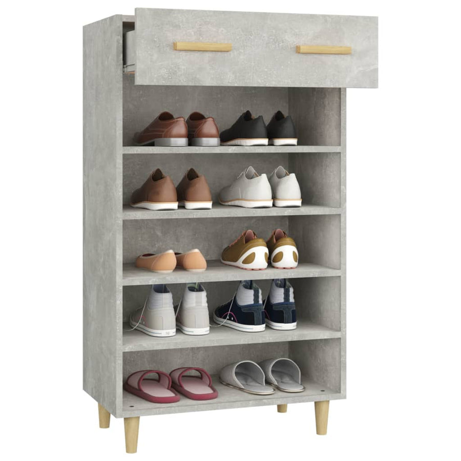 Schoenenkast 60X35X05 Cm Bewerkt Hout Betongrijs