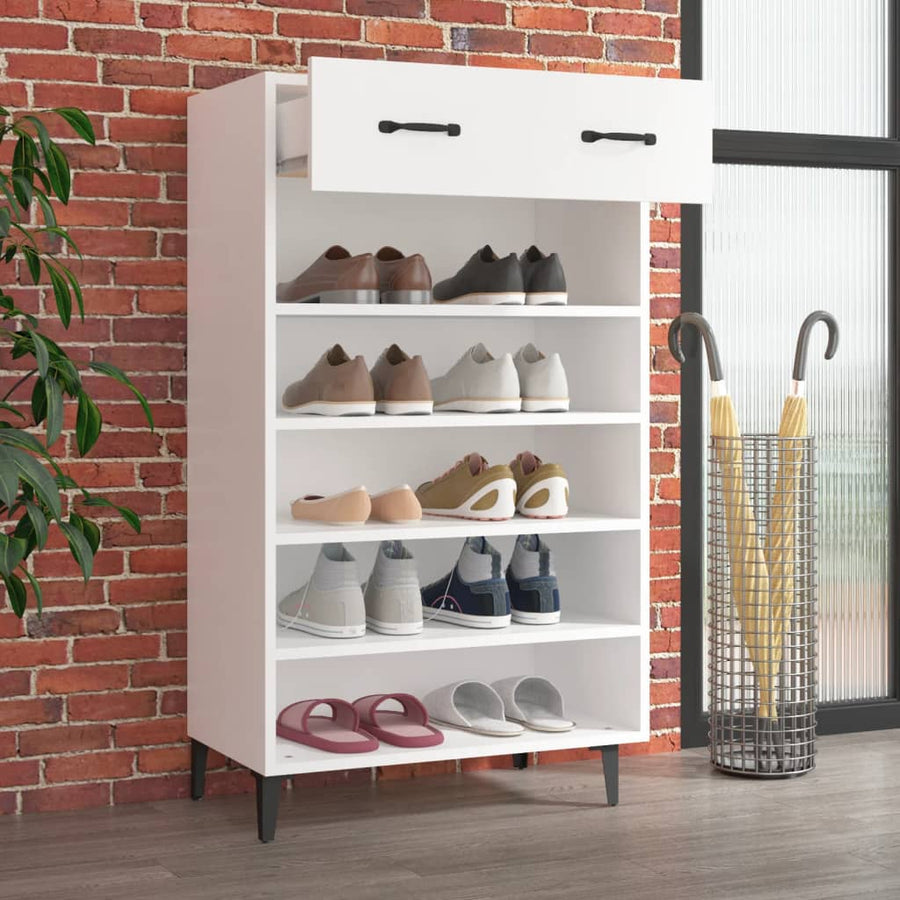 Schoenenkast 60X35X05 Cm Bewerkt Hout Wit