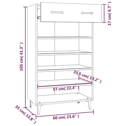 Schoenenkast 60X35X05 Cm Bewerkt Hout Wit