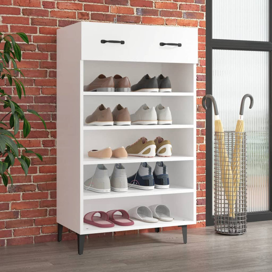 Schoenenkast 60X35X05 Cm Bewerkt Hout Wit