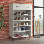 Schoenenkast 60x35x105 cm bewerkt hout betongrijs wandmontage