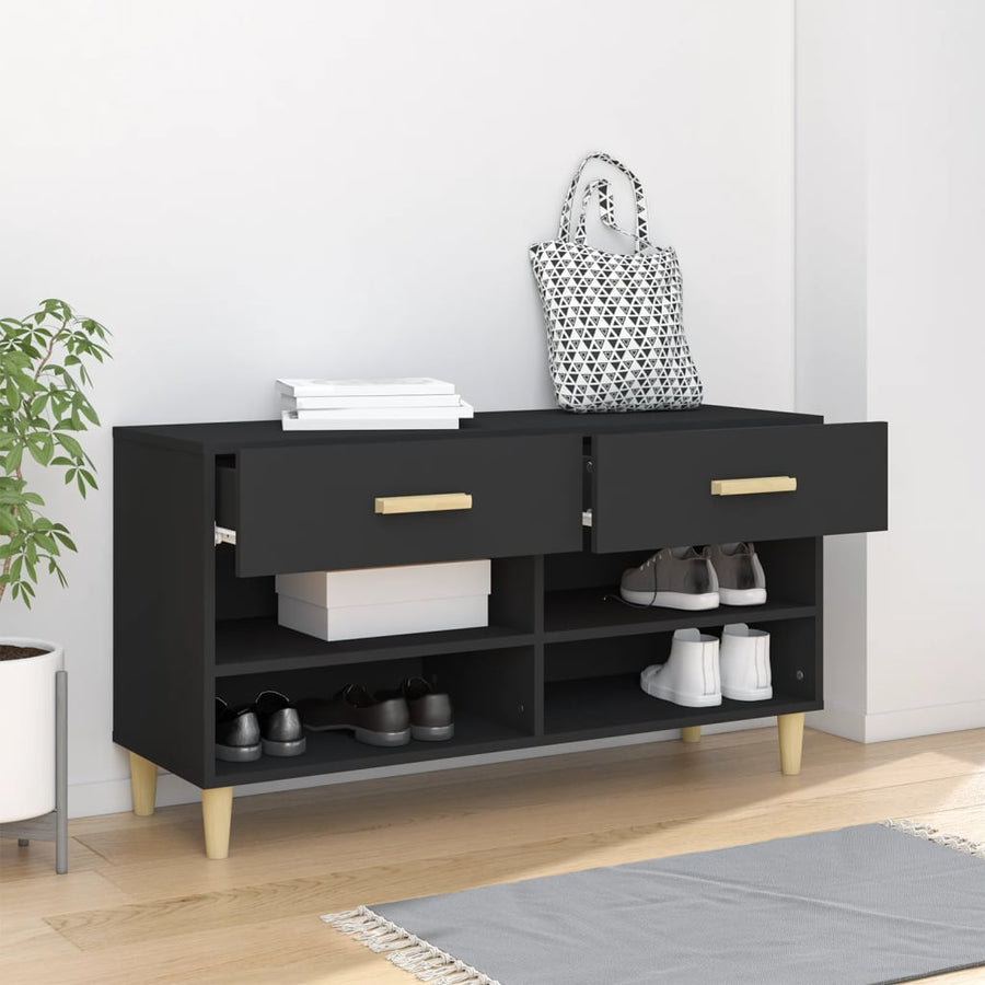 Schoenenkast 102X35X55 Cm Bewerkt Hout Zwart