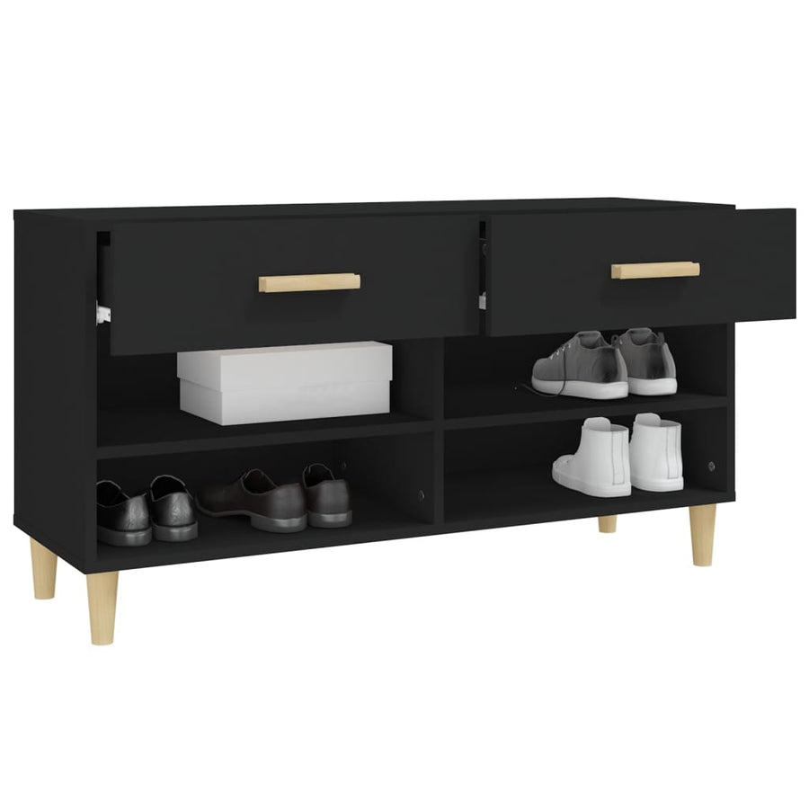 Schoenenkast 102X35X55 Cm Bewerkt Hout Zwart