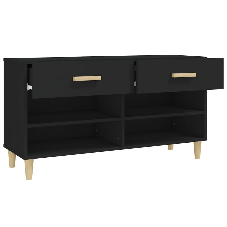 Schoenenkast 102X35X55 Cm Bewerkt Hout Zwart