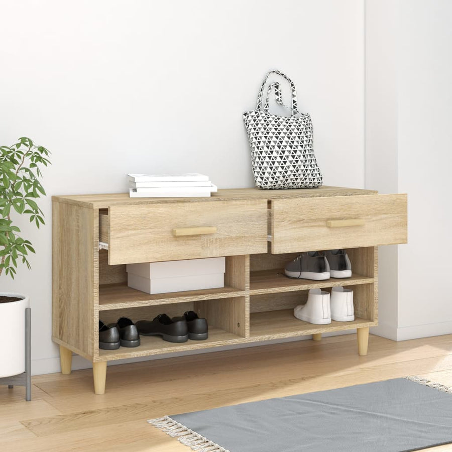 Schoenenkast 02X35X55 Cm Bewerkt Hout Kleurig Sonoma eiken