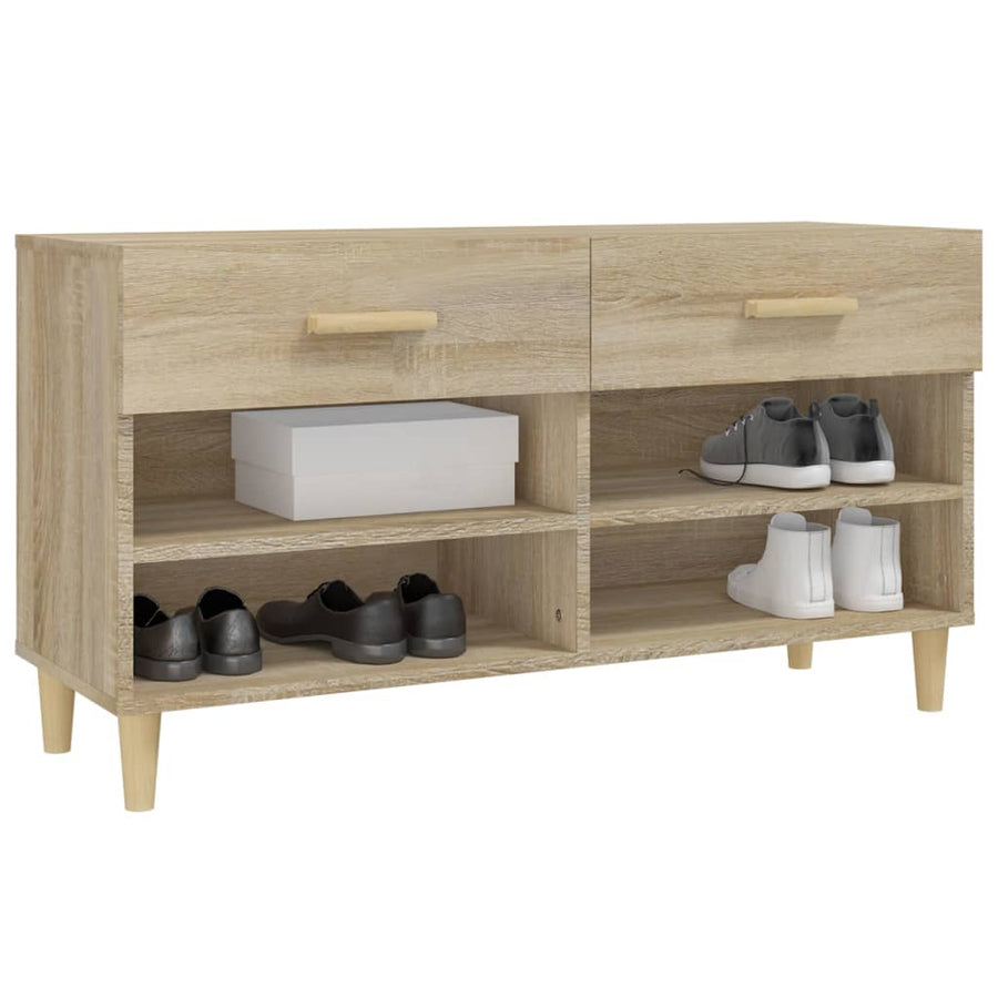 Schoenenkast 02X35X55 Cm Bewerkt Hout Kleurig Sonoma eiken