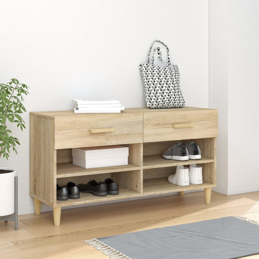 Schoenenkast 02X35X55 Cm Bewerkt Hout Kleurig Sonoma eiken