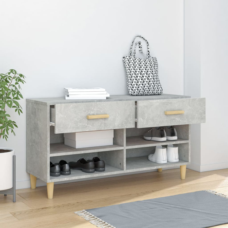 Schoenenkast 102X35X55 Cm Bewerkt Hout Betongrijs