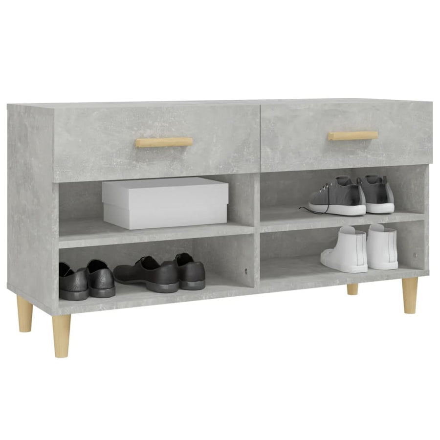 Schoenenkast 102X35X55 Cm Bewerkt Hout Betongrijs