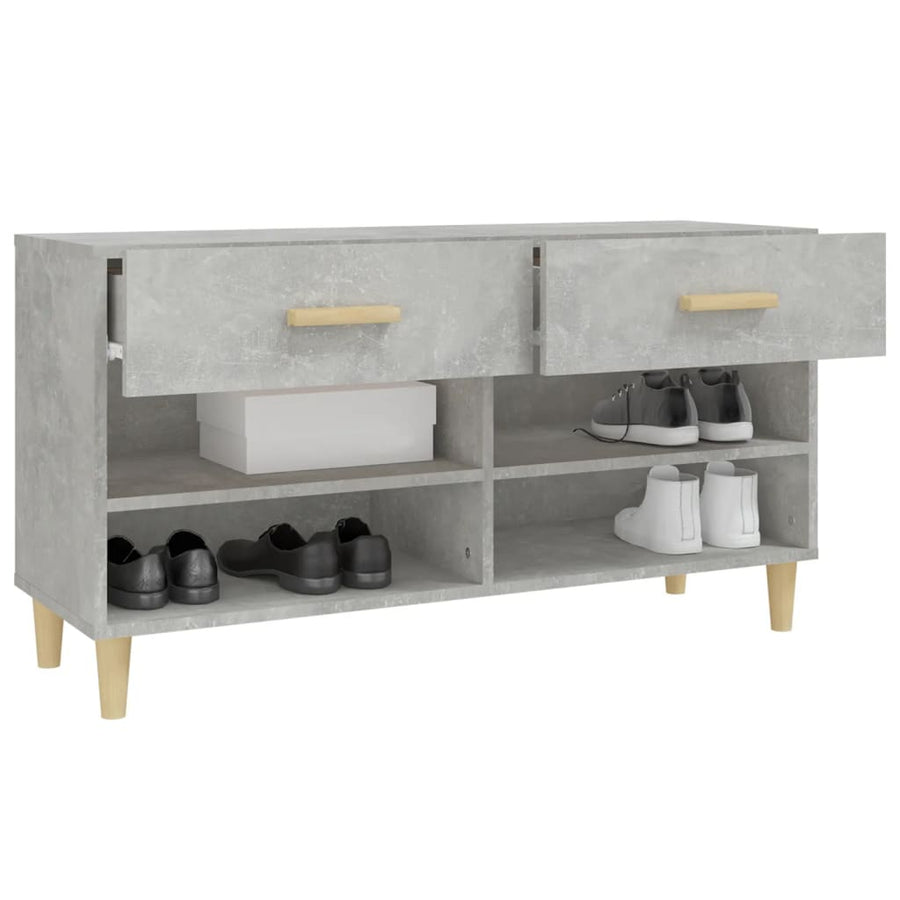Schoenenkast 102X35X55 Cm Bewerkt Hout Betongrijs
