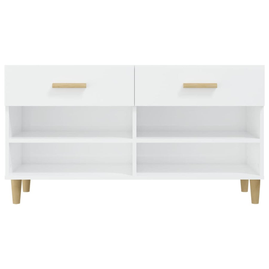 Schoenenkast 102X35X55 Cm Bewerkt Hout Hoogglans Wit