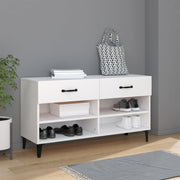 Schoenenkast 102x35x55 cm bewerkt hout wit wandmontage