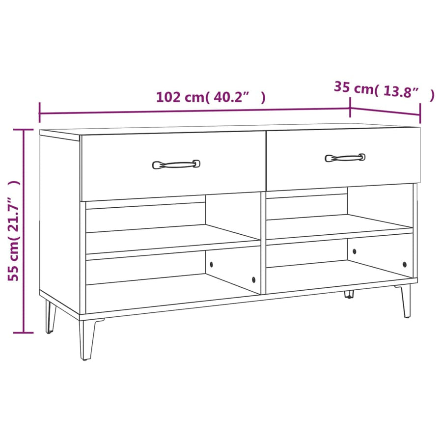 Schoenenkast 02X35X55 Cm Bewerkt Hout Kleurig Sonoma eiken