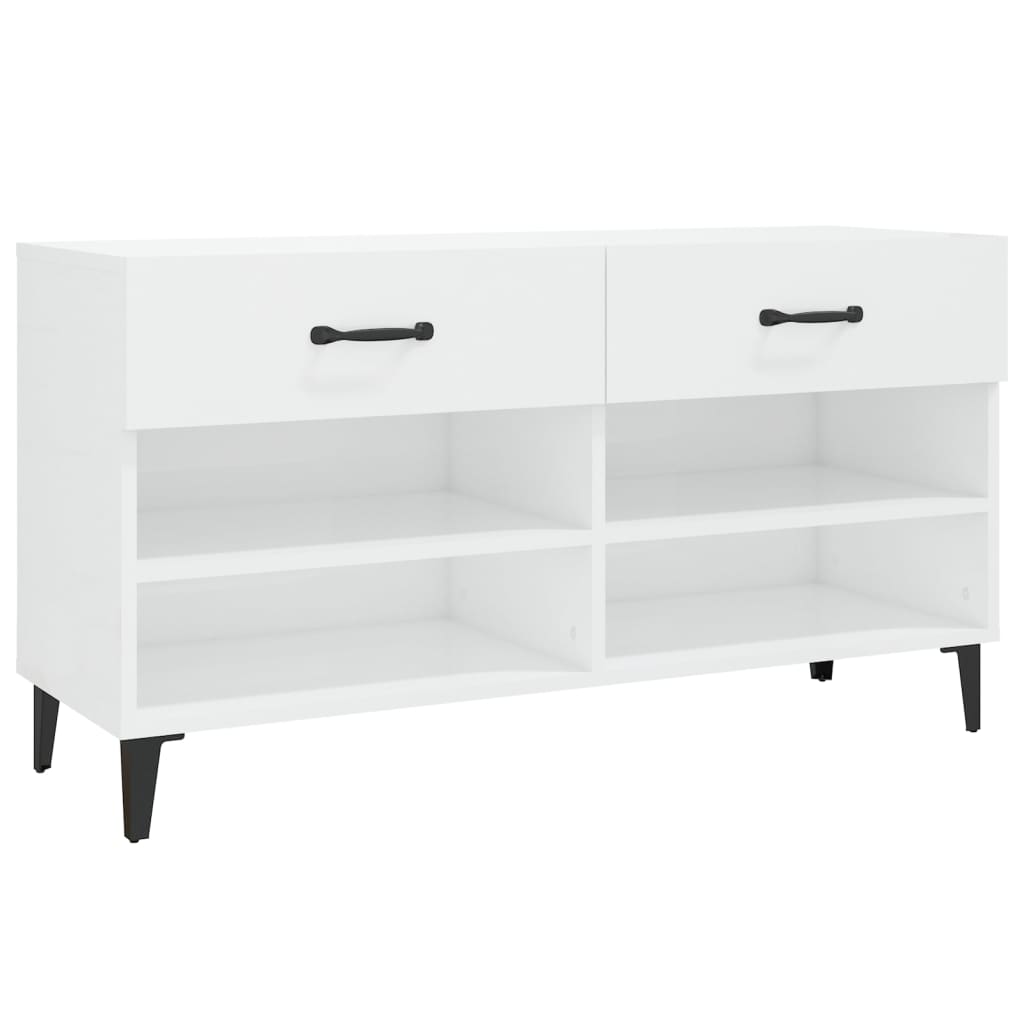 Schoenenkast 02X35X55 Cm Bewerkt Hout Hoogglans wit