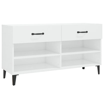 Schoenenkast 02X35X55 Cm Bewerkt Hout Hoogglans wit