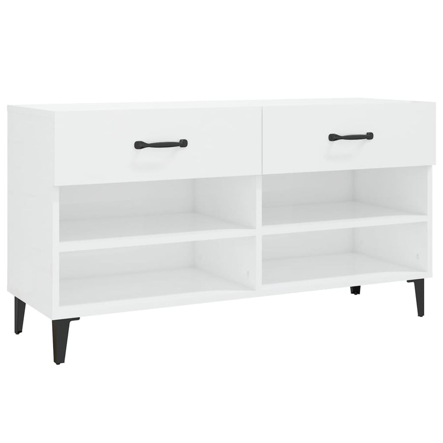 Schoenenkast 02X35X55 Cm Bewerkt Hout Hoogglans wit