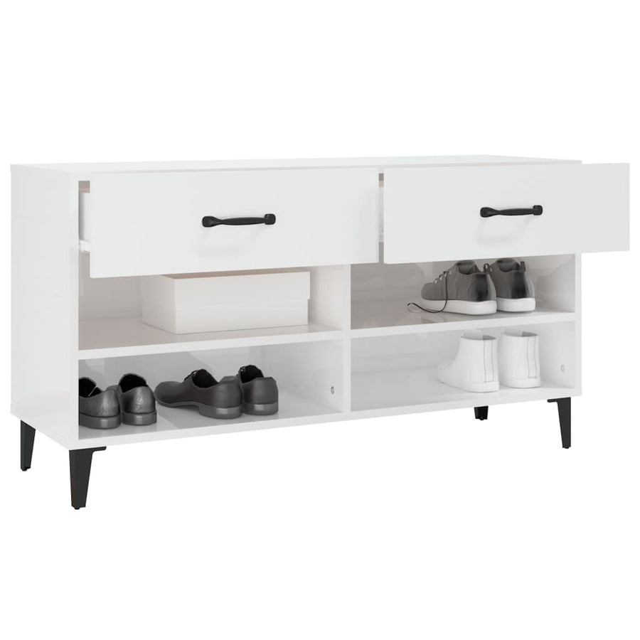 Schoenenkast 02X35X55 Cm Bewerkt Hout Hoogglans wit
