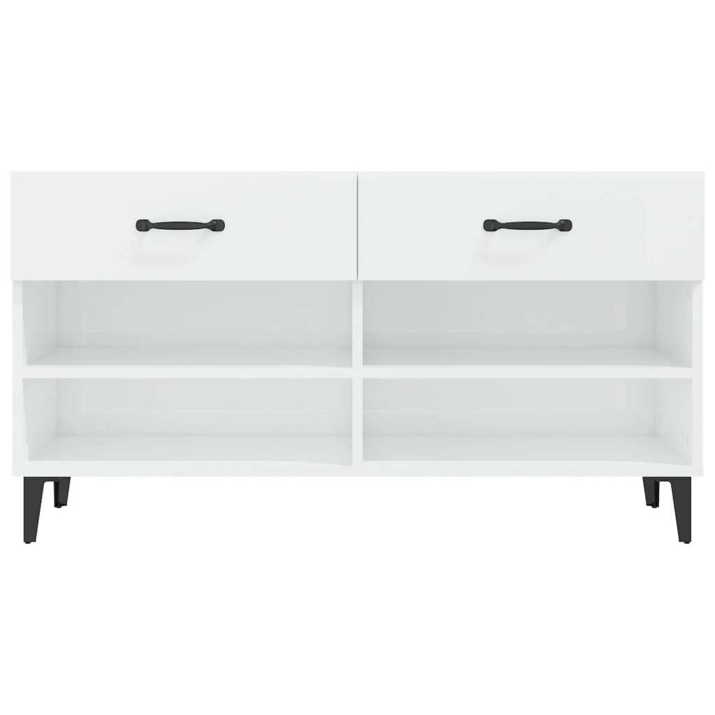 Schoenenkast 02X35X55 Cm Bewerkt Hout Hoogglans wit