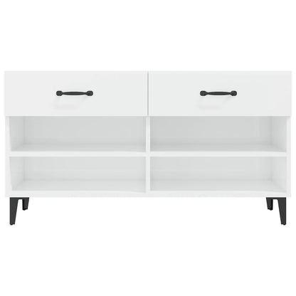 Schoenenkast 02X35X55 Cm Bewerkt Hout Hoogglans wit