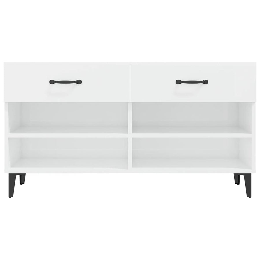 Schoenenkast 02X35X55 Cm Bewerkt Hout Hoogglans wit