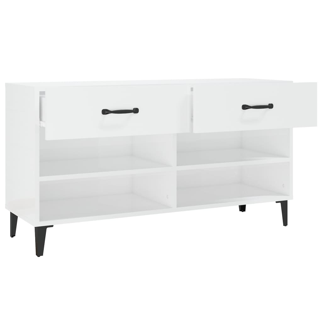 Schoenenkast 02X35X55 Cm Bewerkt Hout Hoogglans wit