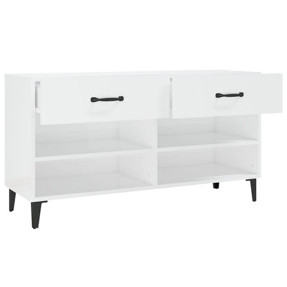 Schoenenkast 02X35X55 Cm Bewerkt Hout Hoogglans wit