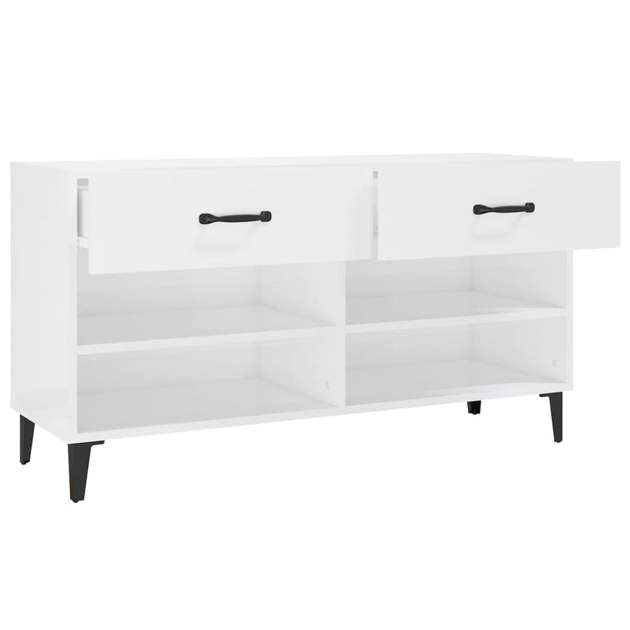 Schoenenkast 02X35X55 Cm Bewerkt Hout Hoogglans wit