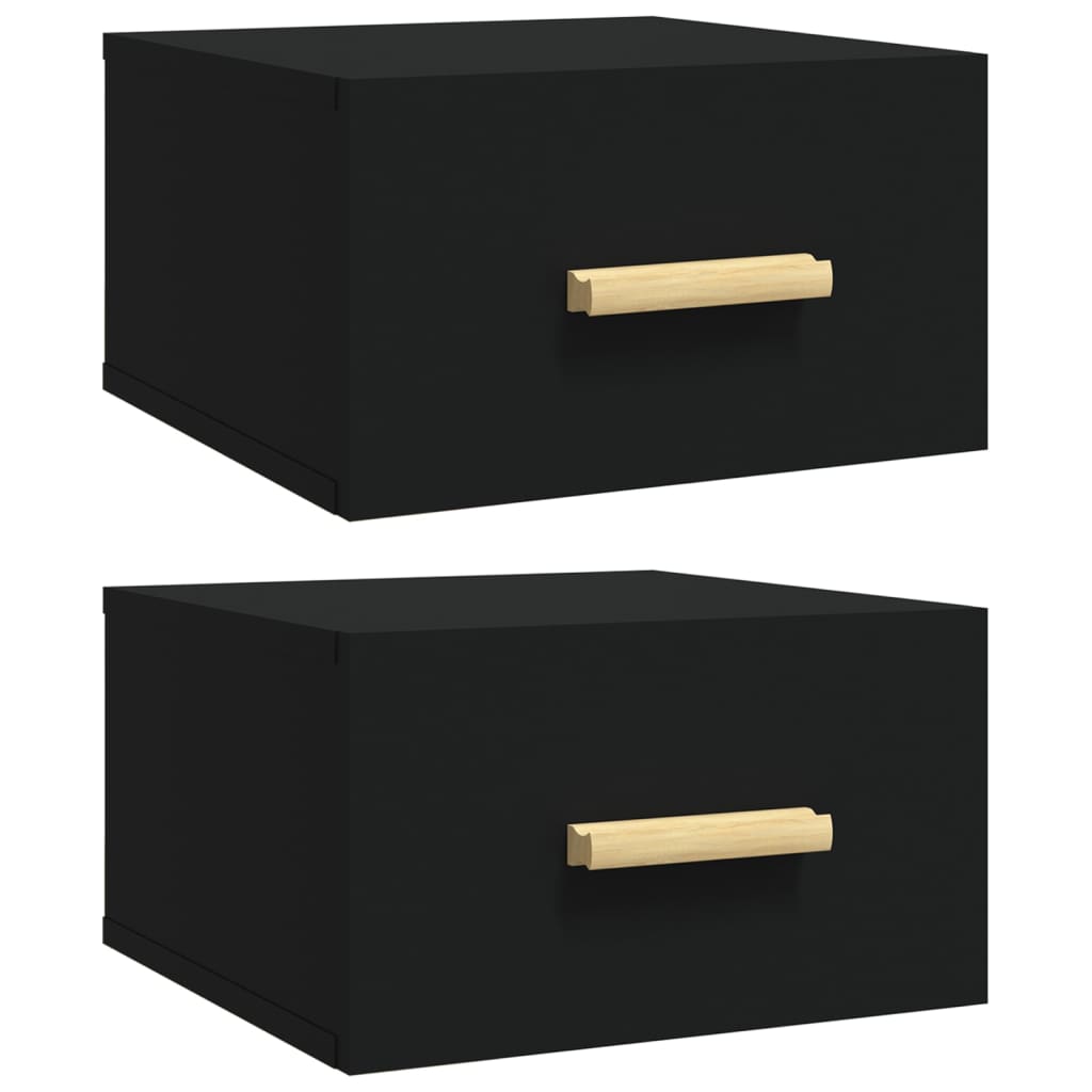 Nachtkastjes 2 st wandgemonteerd 35x35x20 cm zwart