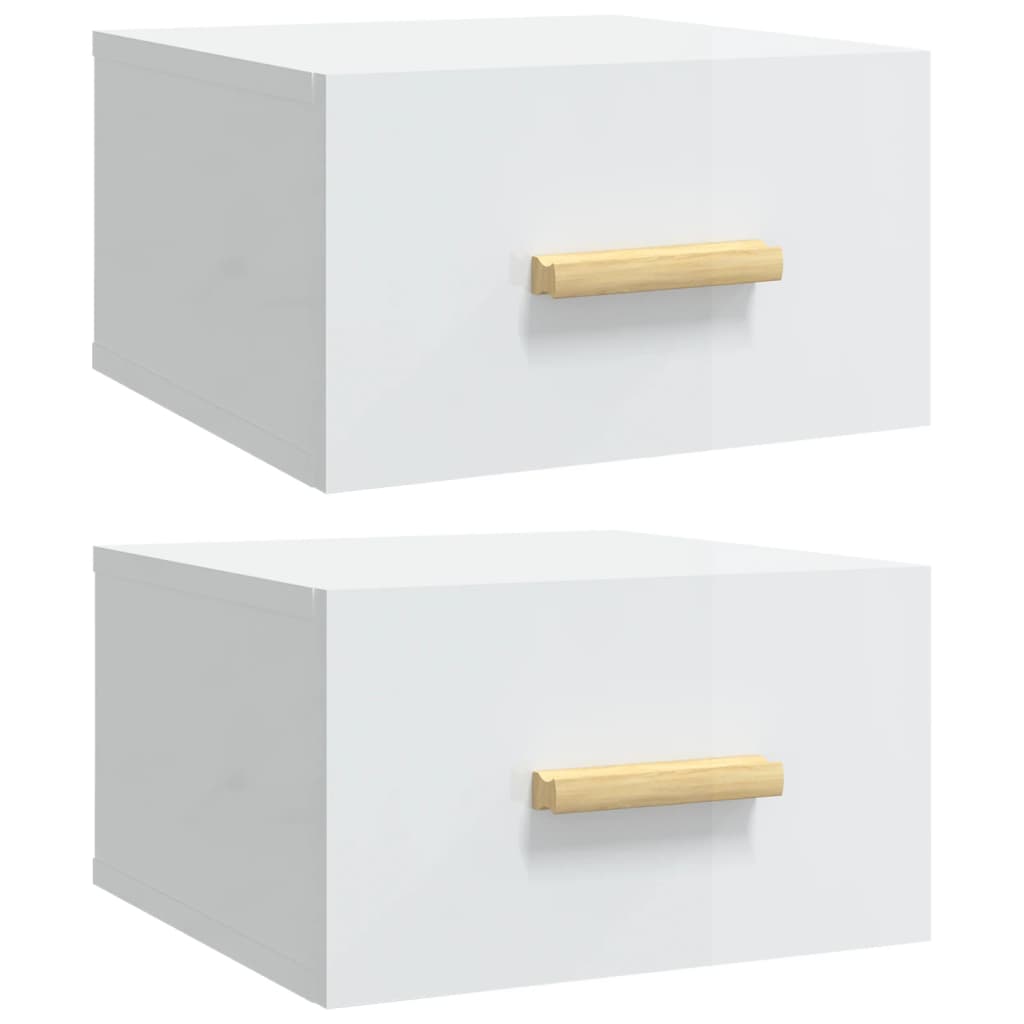 Nachtkastjes 2 st wandgemonteerd 35x35x20 cm hoogglans wit