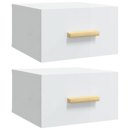 Nachtkastjes 2 st wandgemonteerd 35x35x20 cm hoogglans wit