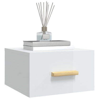 Nachtkastjes 2 st wandgemonteerd 35x35x20 cm hoogglans wit