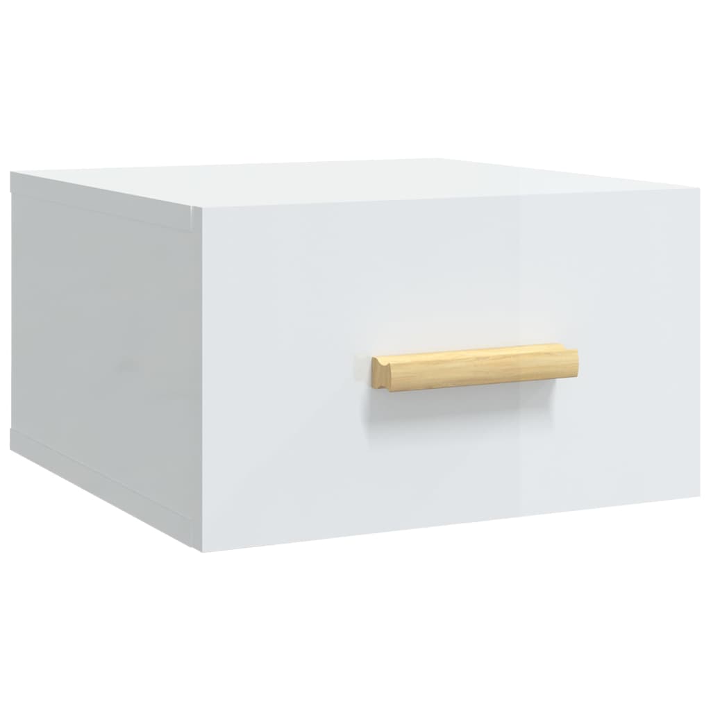 Nachtkastjes 2 st wandgemonteerd 35x35x20 cm hoogglans wit