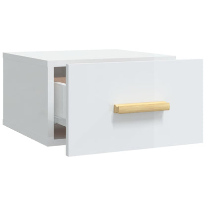 Nachtkastjes 2 st wandgemonteerd 35x35x20 cm hoogglans wit